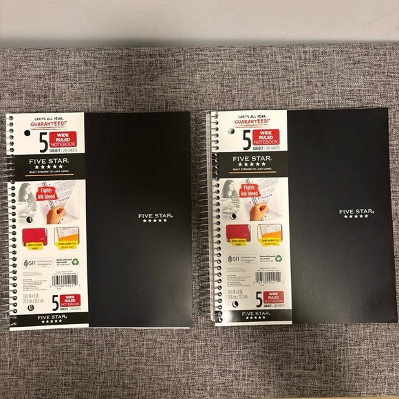 (2 set) Five Star Black Notebooks - Picture 1 of 3